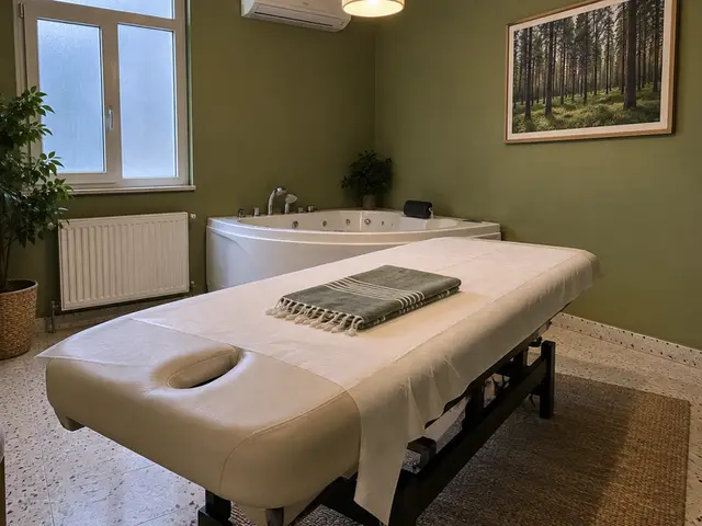 Jakuzili, pencereli aydınlık masaj odası — Saadetdere, Masaj Salonun