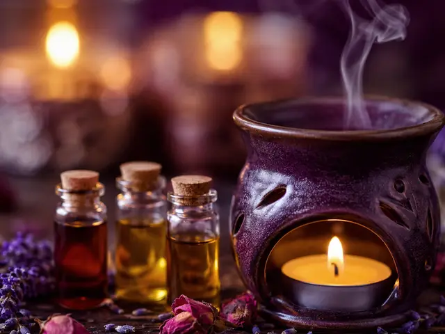 Buhurdanlık ve aromaterapi yağı şişeleri — Saadetdere, Masaj Salonun